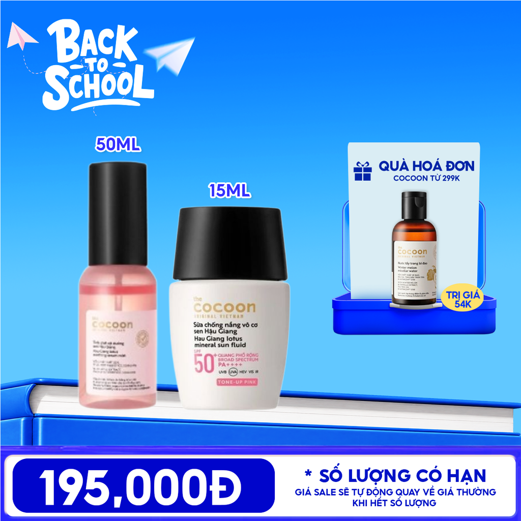 Sữa Chống Nắng Cocoon Vô Cơ Sen Hậu Giang Hau Giang Lotus Mineral Sun Fluid SPF 50+ PA++++