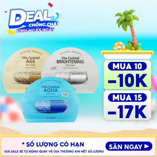  Mặt Nạ Lá Nguyên Khối BNBG Hỗ Trợ Dưỡng Trắng, Cấp Ẩm Vita Cocktail Foil Mask 30ml 