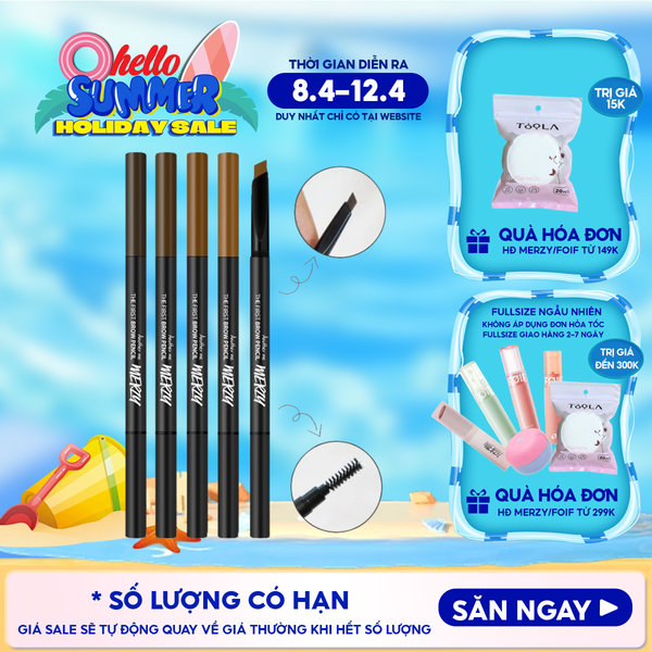  Chì Kẻ Mày Ngang Merzy Sắc Nét, Lâu Trôi The First Brow Pencil 0.3g 