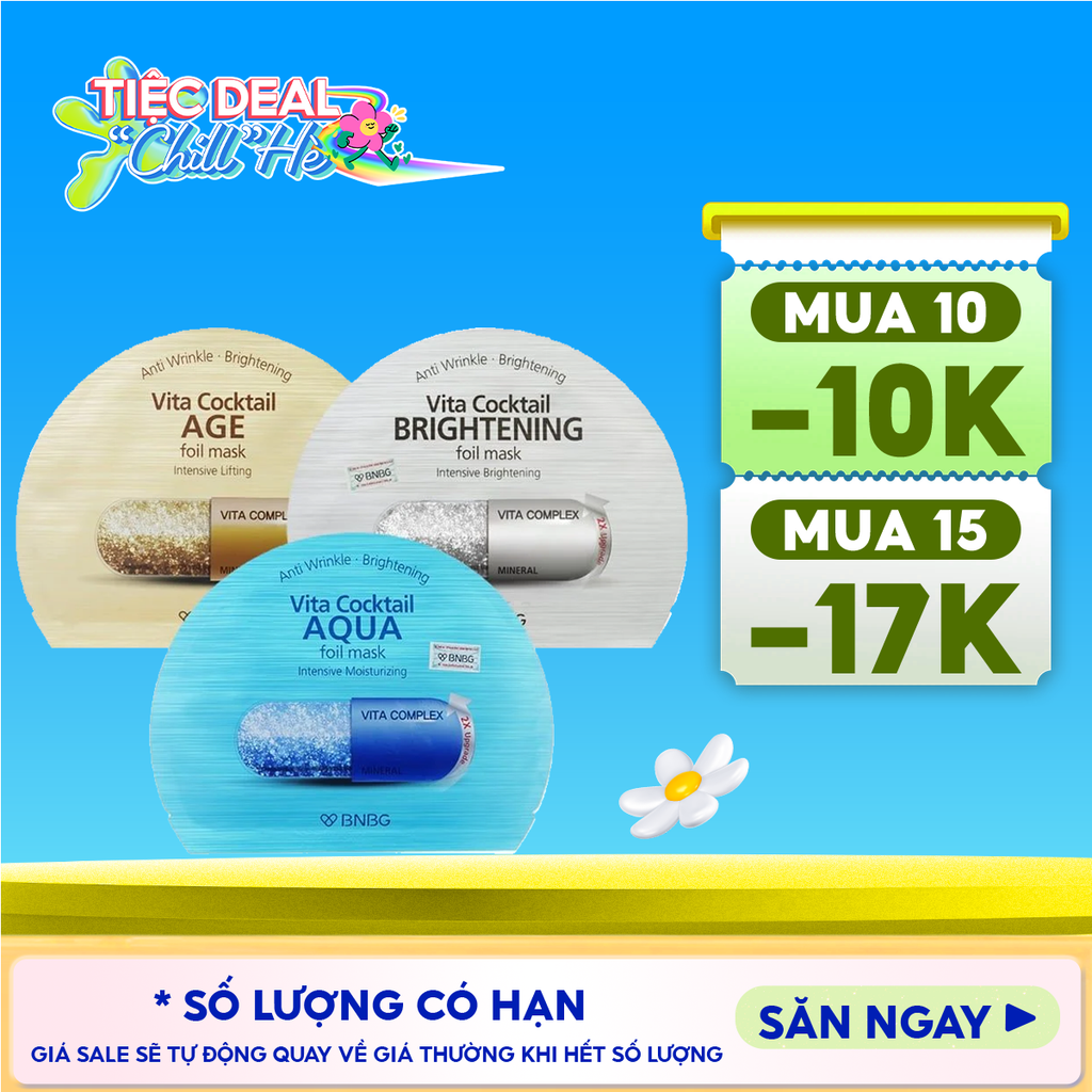 Mặt Nạ Lá Nguyên Khối BNBG Hỗ Trợ Dưỡng Trắng, Cấp Ẩm Vita Cocktail Foil Mask 30ml