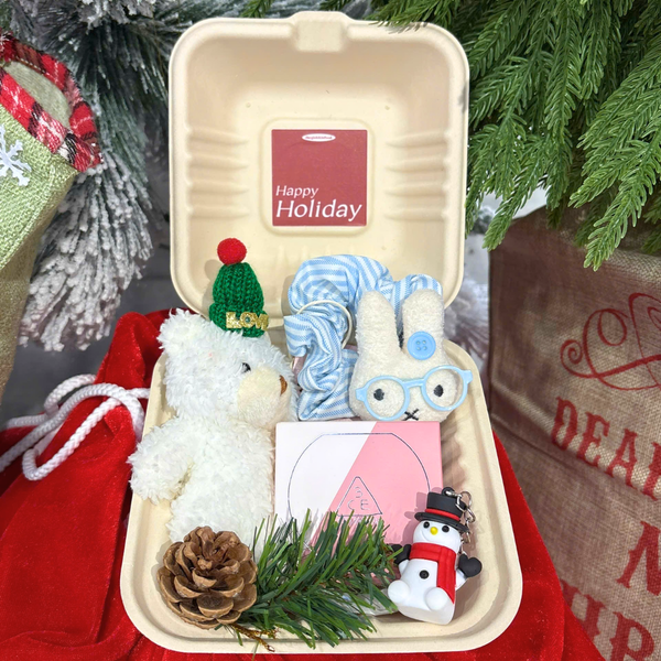  Hộp Quà Giáng Sinh: Má Hồng 3CE + Kẹp Tóc Ngẫu Nhiên + Set Quà Gấu + Hộp Bã Mía 