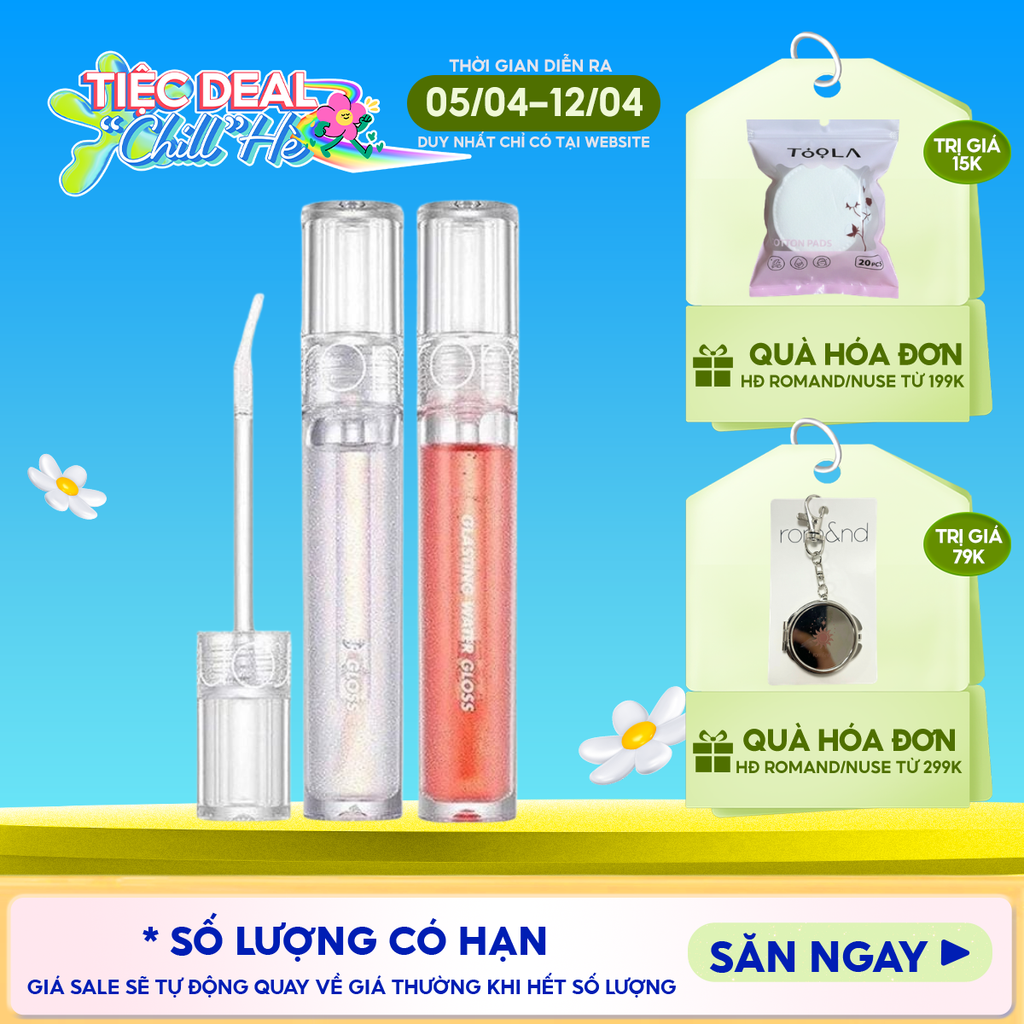 Son Tint Bóng Romand Hàn Quốc Lâu Trôi, Căng Mọng Đôi Môi Glasting Water Gloss 4.3g