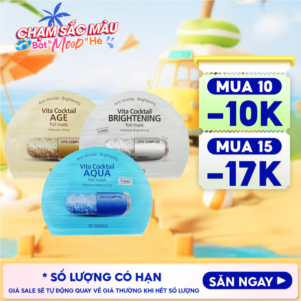  Mặt Nạ Lá Nguyên Khối BNBG Hỗ Trợ Dưỡng Trắng, Cấp Ẩm Vita Cocktail Foil Mask 30ml 