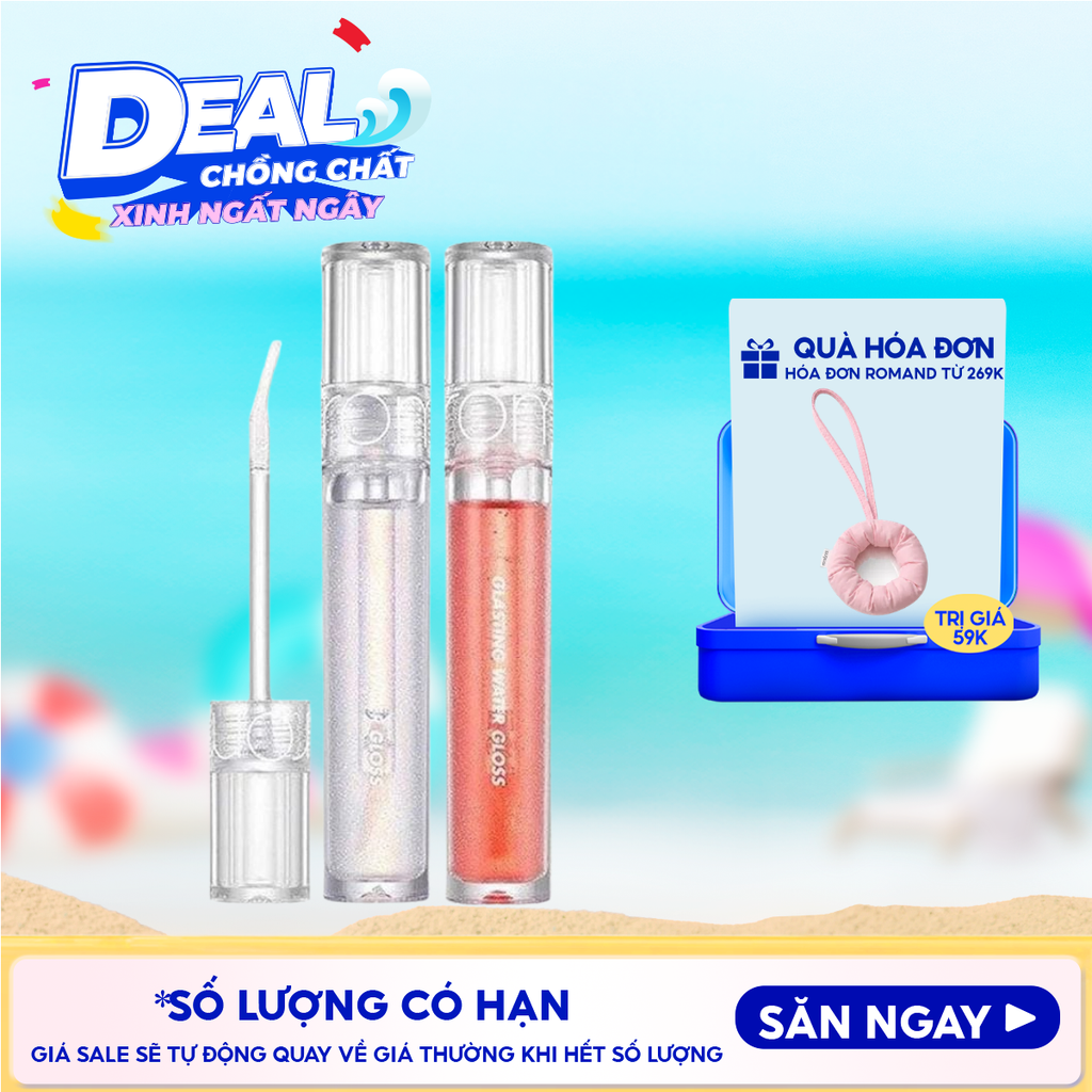 Son Tint Bóng Romand Hàn Quốc Lâu Trôi, Căng Mọng Đôi Môi Glasting Water Gloss 4.3g
