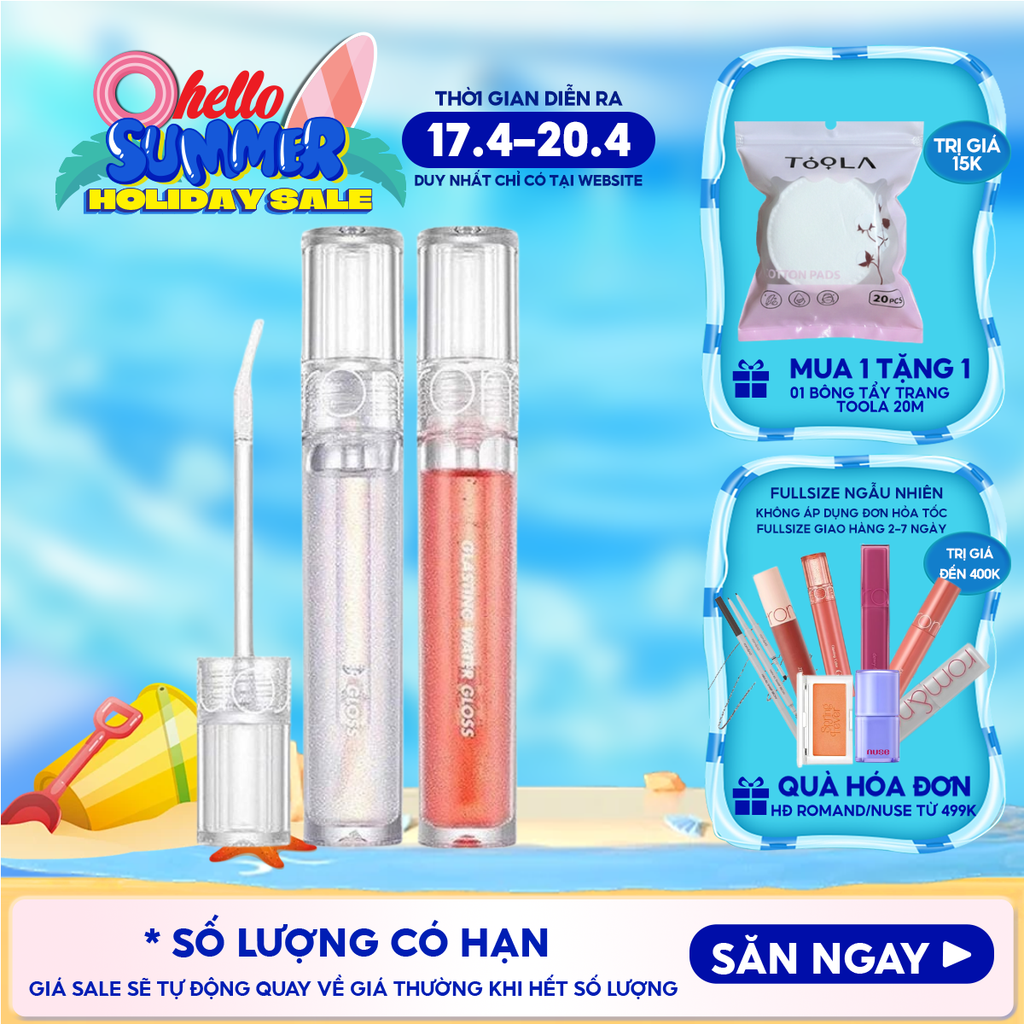 Son Tint Bóng Romand Hàn Quốc Lâu Trôi, Căng Mọng Đôi Môi Glasting Water Gloss 4.3g