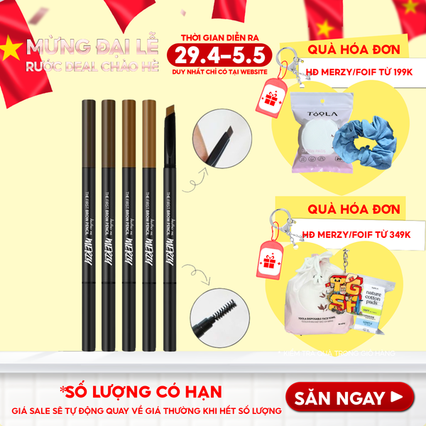  Chì Kẻ Mày Ngang Merzy Sắc Nét, Lâu Trôi The First Brow Pencil 0.3g 