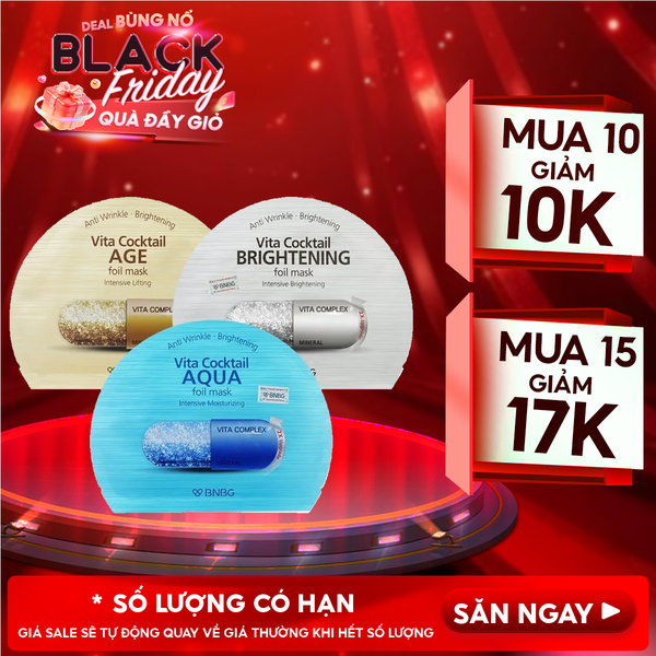  Mặt Nạ Lá Nguyên Khối BNBG Hỗ Trợ Dưỡng Trắng, Cấp Ẩm Vita Cocktail Foil Mask 30ml 