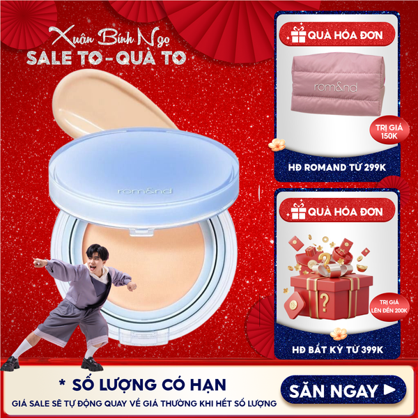  [VE-EASY] Phấn Nước Trang Điểm Romand Che Phủ Tự Nhiên, Căng Bóng Thuần Chay Bare Water Cushion SPF38/PA++++ 20g 