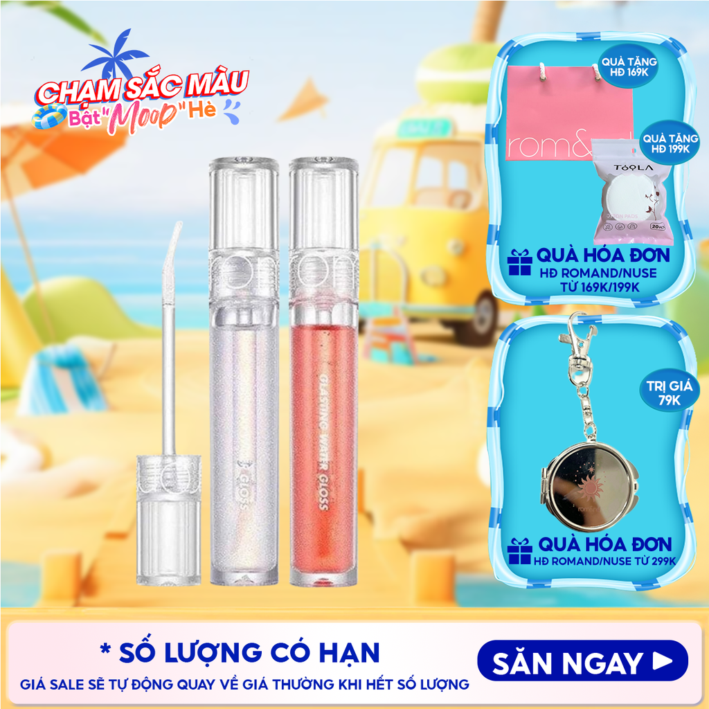 Son Tint Bóng Romand Hàn Quốc Lâu Trôi, Căng Mọng Đôi Môi Glasting Water Gloss 4.3g