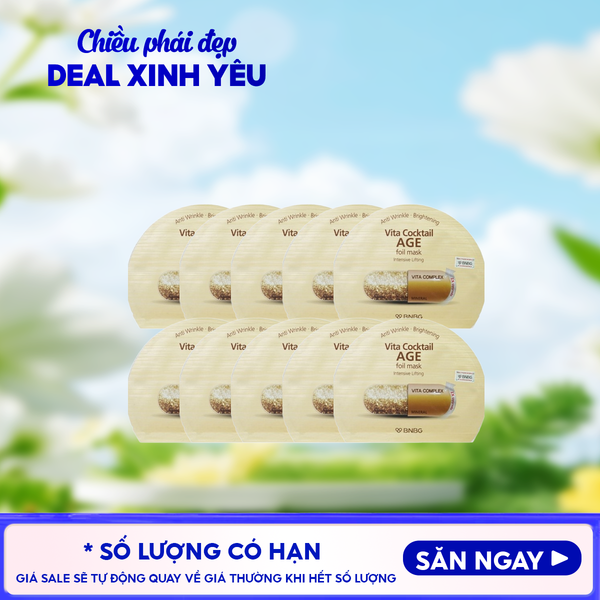  Combo 10 Miếng Mặt Nạ Lá Nguyên Khối BNBG Hỗ Trợ Dưỡng Trắng, Cấp Ẩm Vita Cocktail Foil Mask 30ml 