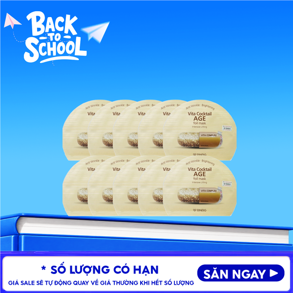  Combo 10 Miếng Mặt Nạ Lá Nguyên Khối BNBG Hỗ Trợ Dưỡng Trắng, Cấp Ẩm Vita Cocktail Foil Mask 30ml 