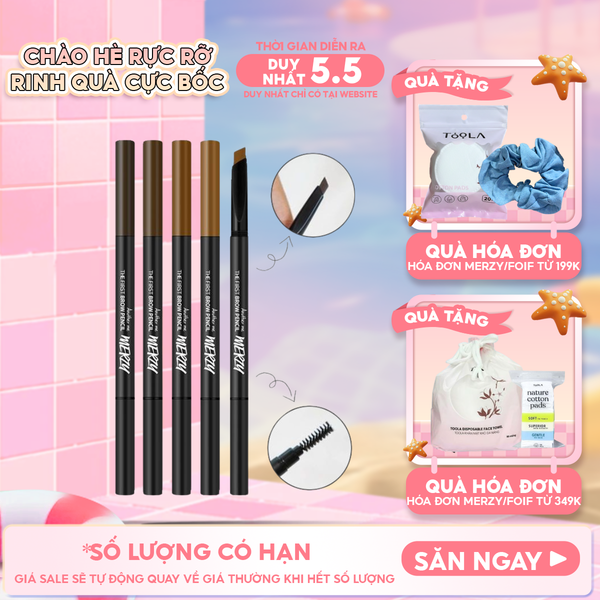  Chì Kẻ Mày Ngang Merzy Sắc Nét, Lâu Trôi The First Brow Pencil 0.3g 