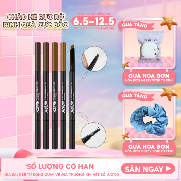  Chì Kẻ Mày Ngang Merzy Sắc Nét, Lâu Trôi The First Brow Pencil 0.3g 