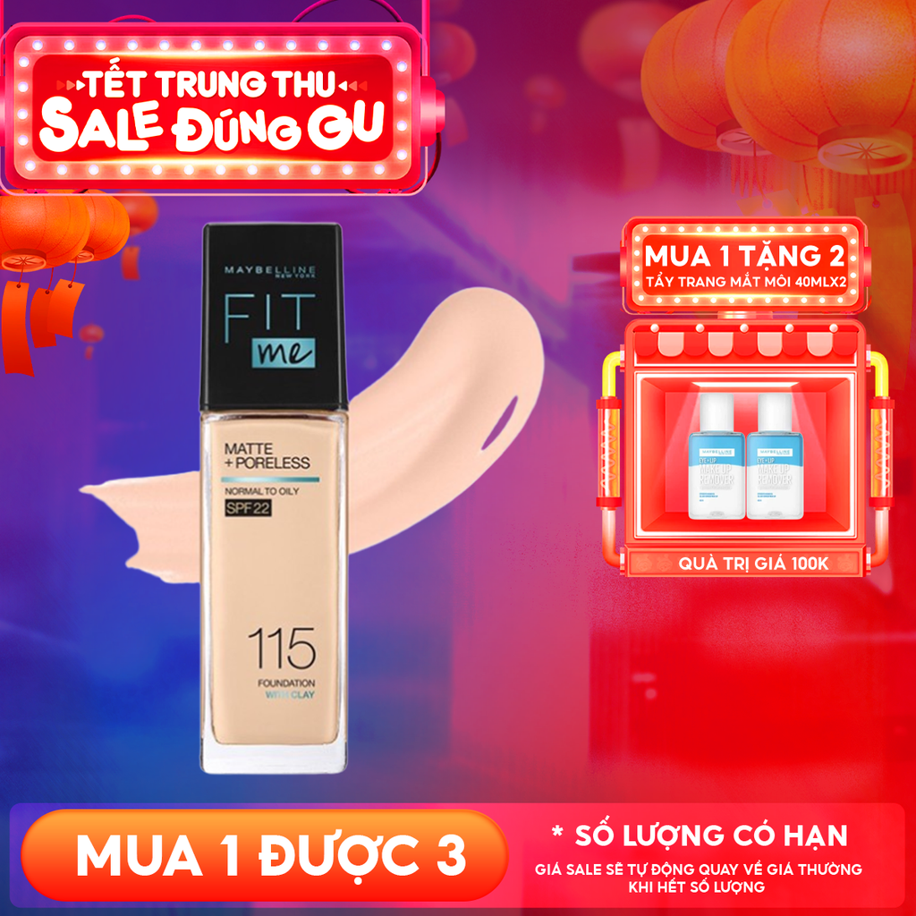 Kem Nền Maybelline Kiềm Dầu, Cho Lớp Nền Mịn Lì Tự Nhiên Fit Me Matte Poreless Foundation 30ml