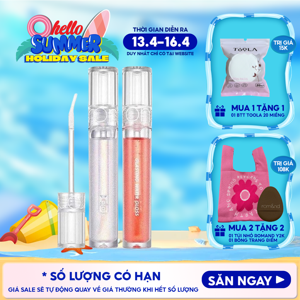 Son Tint Bóng Romand Hàn Quốc Lâu Trôi, Căng Mọng Đôi Môi Glasting Water Gloss 4.3g