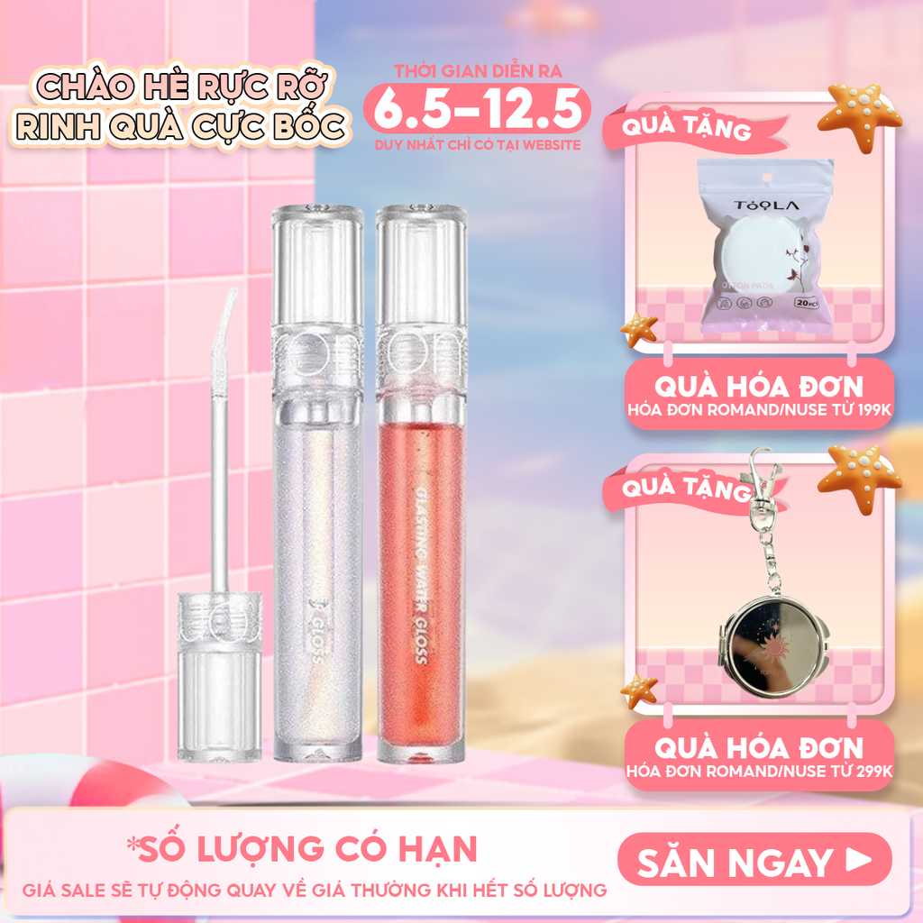 Son Tint Bóng Romand Hàn Quốc Lâu Trôi, Căng Mọng Đôi Môi Glasting Water Gloss 4.3g