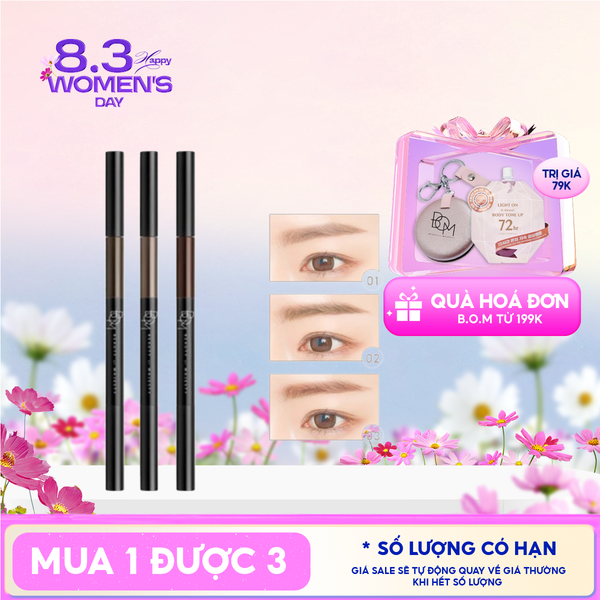  Chì Kẻ Mày B.O.M Tiện Dụng 3 Trong 1 Sắc Nét, Lâu Trôi 3IN1 Triple Edge Eyebrow 