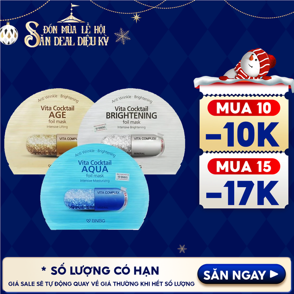  Mặt Nạ Lá Nguyên Khối BNBG Hỗ Trợ Dưỡng Trắng, Cấp Ẩm Vita Cocktail Foil Mask 30ml 