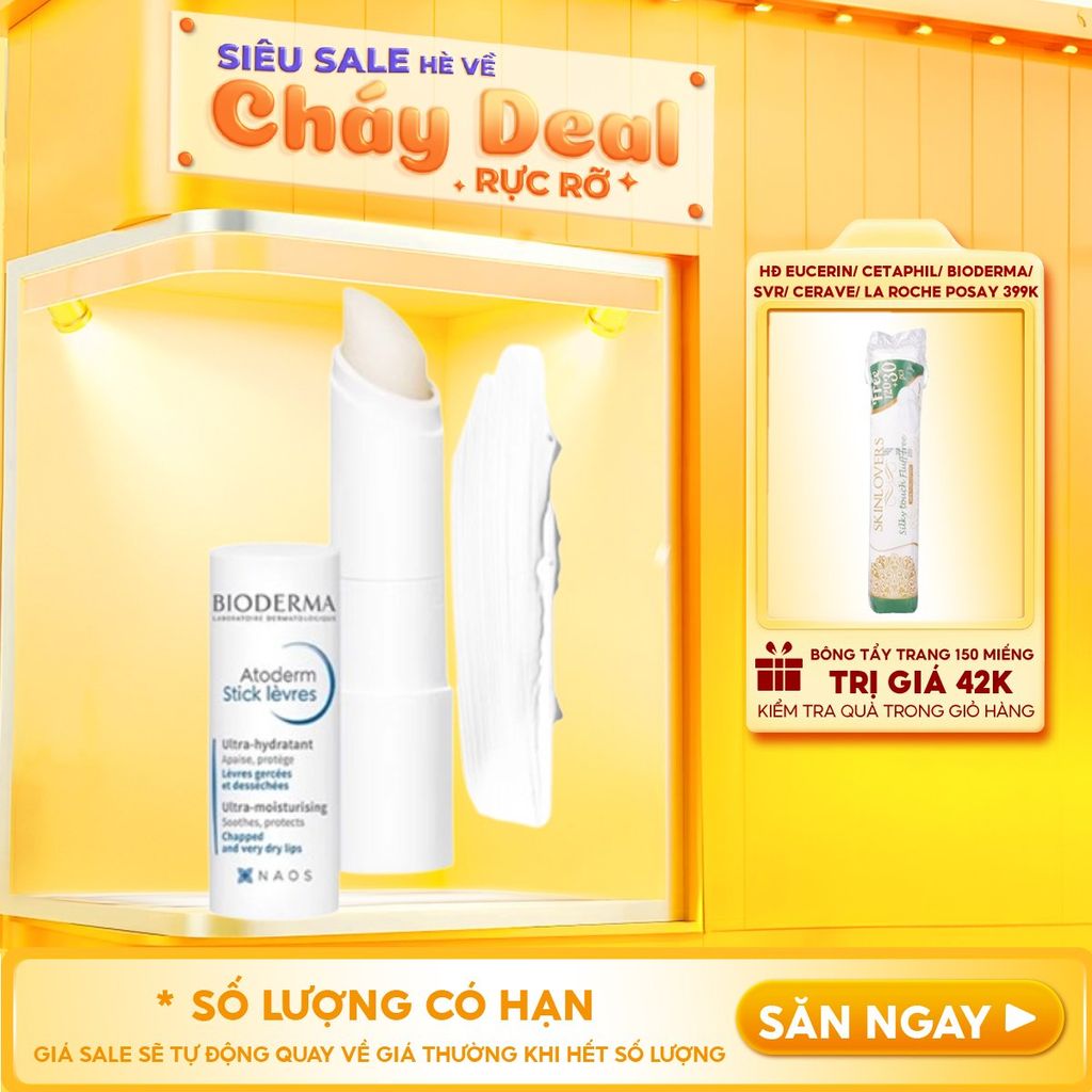Son Dưỡng Bioderma Làm Dịu Môi Khô, Nứt Nẻ Atoderm Stick Levres 4g