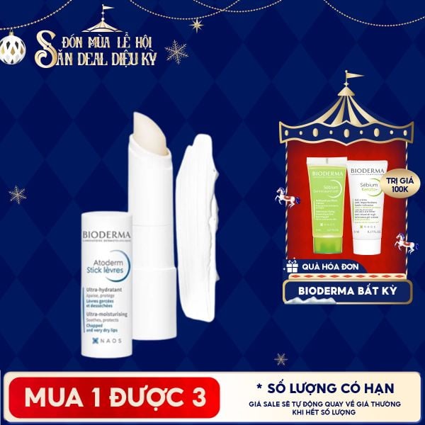  Son Dưỡng Bioderma Làm Dịu Môi Khô, Nứt Nẻ Atoderm Stick Levres 4g 