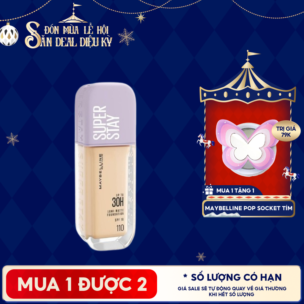 Kem Nền Maybelline Bắt Sáng, Che Phủ Cao, Siêu Nhẹ Mặt Super Stay Up To 30H Lumi Matte Foundation 35ml