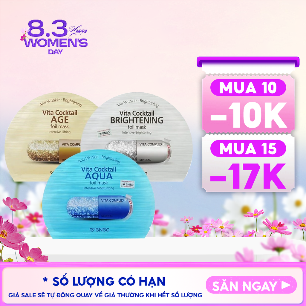 Mặt Nạ Lá Nguyên Khối BNBG Hỗ Trợ Dưỡng Trắng, Cấp Ẩm Vita Cocktail Foil Mask 30ml