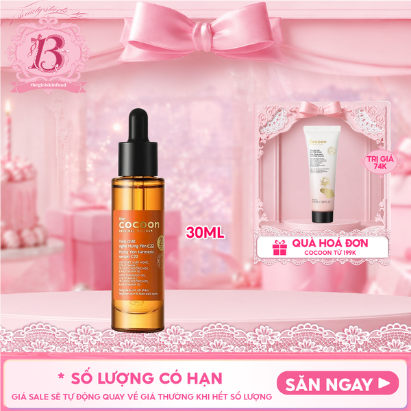  Serum Cocoon Hỗ Trợ Làm Sáng, Mờ Thâm Chiết Xuất Nghệ Hưng Yên Turmeric Serum c22 Vitamin C 30ml 