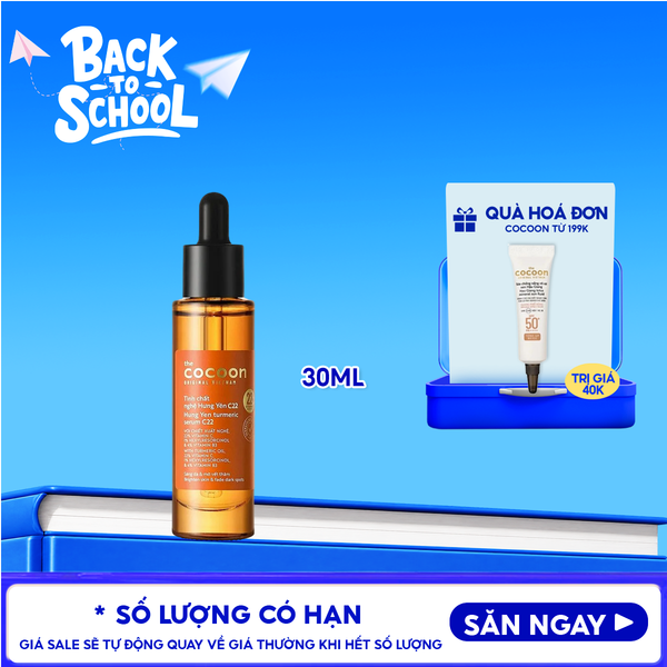  Serum Cocoon Hỗ Trợ Làm Sáng, Mờ Thâm Chiết Xuất Nghệ Hưng Yên Turmeric Serum c22 Vitamin C 30ml 