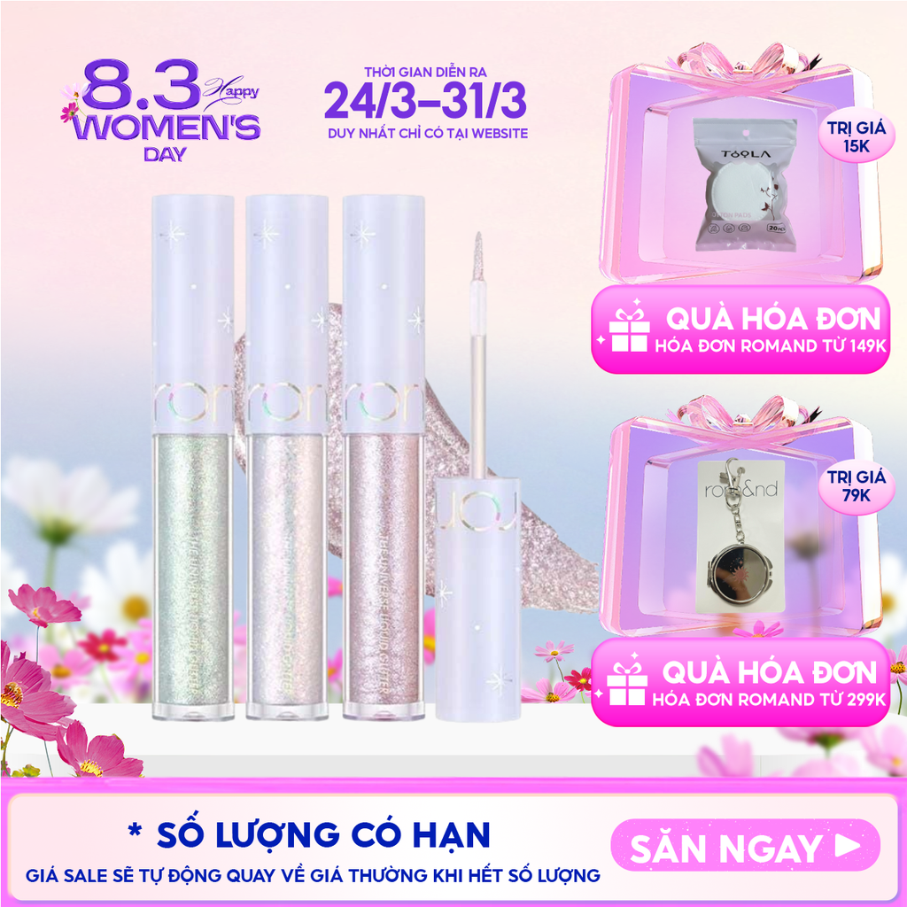 Gel Nhũ Mắt Romand Lấp Lánh, Bền Màu, Lâu Trôi The Universe Liquid Glitter 2g