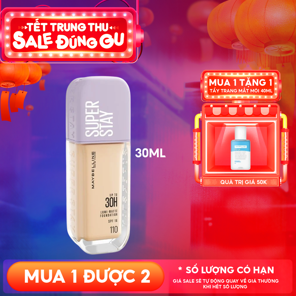 Kem Nền Maybelline Bắt Sáng, Che Phủ Cao, Siêu Nhẹ Mặt Super Stay Up To 30H Lumi Matte Foundation 35ml