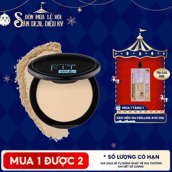  Phấn Phủ Maybelline Dạng Nén Che Phủ Hoàn Hảo, Kiềm Dầu Hiệu Quả Fit Me Matte Poreless Powder SPF32 /PA+++ 6g - Hộp Tròn 