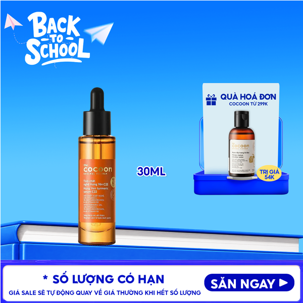  Serum Cocoon Hỗ Trợ Làm Sáng, Mờ Thâm Chiết Xuất Nghệ Hưng Yên Turmeric Serum c22 Vitamin C 30ml 