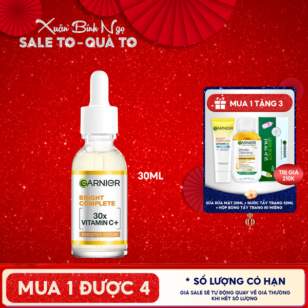  Serum Garnier Tinh Chất Hỗ Trợ Sáng Da, Mờ Thâm Light Complete Vitamin C 30X Booster Serum 