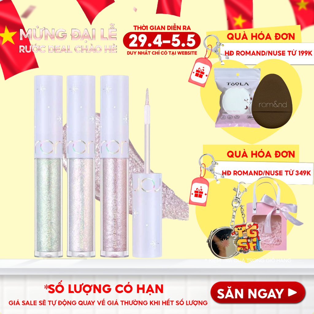 Gel Nhũ Mắt Romand Lấp Lánh, Bền Màu, Lâu Trôi The Universe Liquid Glitter 2g