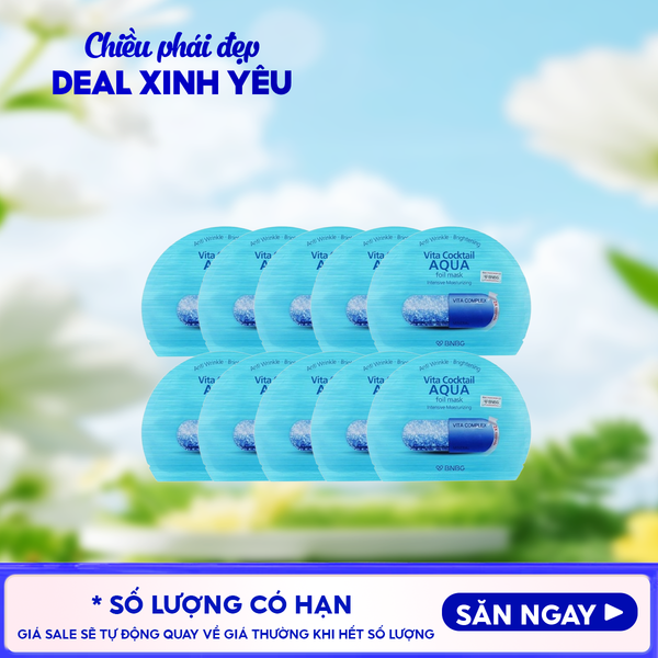  Combo 10 Miếng Mặt Nạ Lá Nguyên Khối BNBG Hỗ Trợ Dưỡng Trắng, Cấp Ẩm Vita Cocktail Foil Mask 30ml 