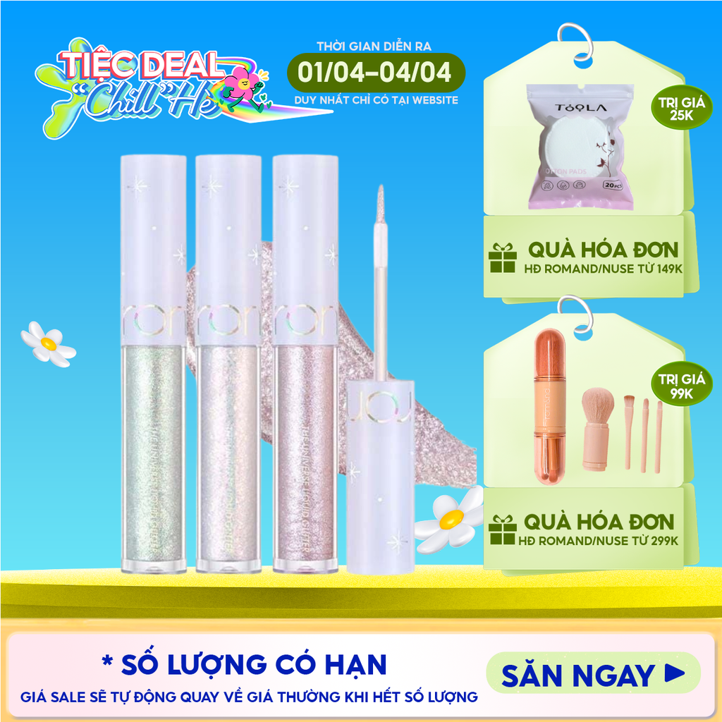Gel Nhũ Mắt Romand Lấp Lánh, Bền Màu, Lâu Trôi The Universe Liquid Glitter 2g