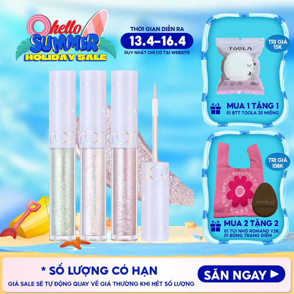 Gel Nhũ Mắt Romand Lấp Lánh, Bền Màu, Lâu Trôi The Universe Liquid Glitter 2g