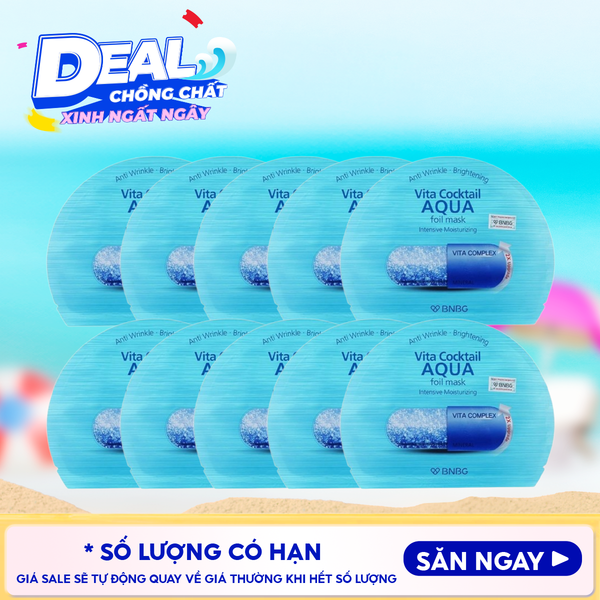  Combo 10 Miếng Mặt Nạ Lá Nguyên Khối BNBG Hỗ Trợ Dưỡng Trắng, Cấp Ẩm Vita Cocktail Foil Mask 30ml 