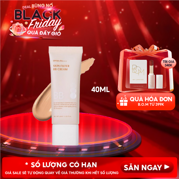  Kem Nền B.O.M Che Phủ Tự Nhiên, Mỏng Nhẹ Lâu Trôi Skin Filter BB Cream SPF50/PA+++ 40ml 