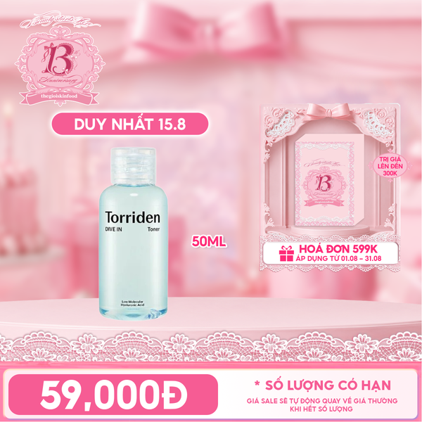  Nước Hoa Hồng Torriden Dưỡng Ẩm, Làm Dịu Da Dive-In Low Molecular Hyaluronic Acid Toner 50ml 