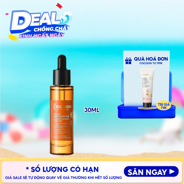  Serum Cocoon Hỗ Trợ Làm Sáng, Mờ Thâm Chiết Xuất Nghệ Hưng Yên Cocoon Hung Yen Turmeric Serum c22 Vitamin C 30ml 