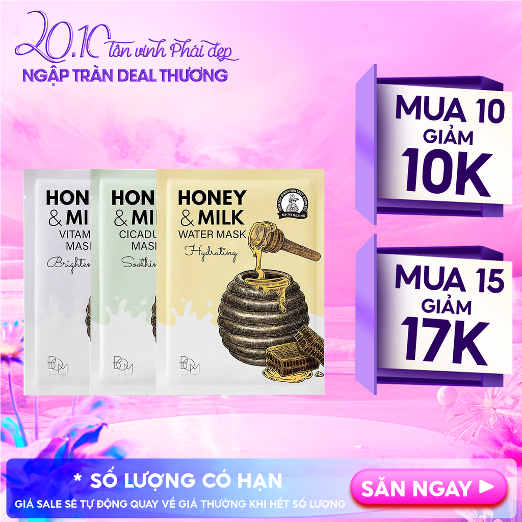 Mặt Nạ B.O.M Dưỡng Ẩm, Hỗ Trợ Làm Sáng, Làm Dịu Da Honey And Milk Mask 25g