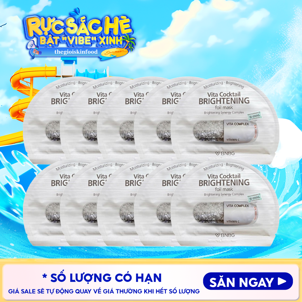 Combo 10 Miếng Mặt Nạ Lá Nguyên Khối BNBG Hỗ Trợ Dưỡng Trắng, Cấp Ẩm Vita Cocktail Foil Mask 30ml
