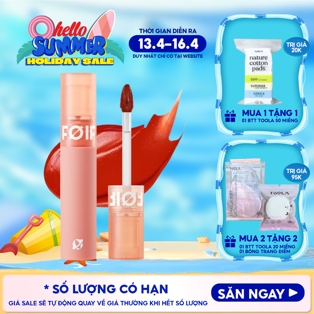 Son Kem Lì Hàn Quốc FOIF Thuần Chay, Mịn Mượt Lâu Trôi Daily Velvet Tint