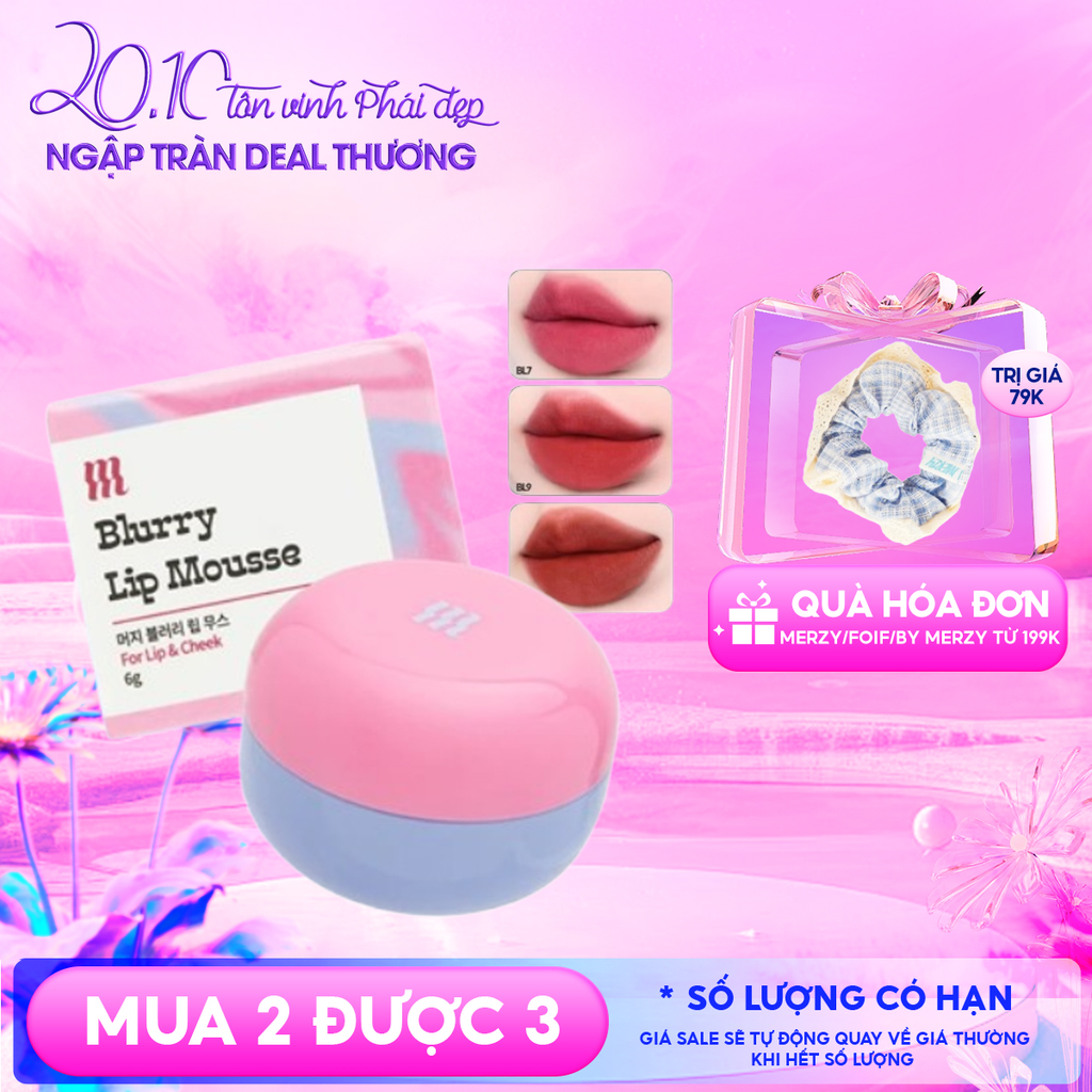 Son Kem Bùn Merzy Kiêm Má Hồng Mờ Lì, Mịn Mượt Như Bơ Dạng Hũ Blurry Lip Mousse 6g
