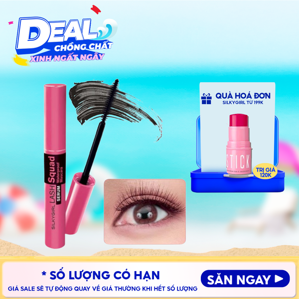  Mascara Làm Dài, Dày Và Cong Mi Silkygirl Lash Squad Serum Waterproof Mascara #01 Intense 4ml 
