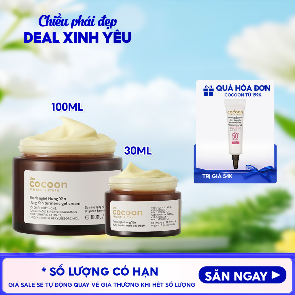 Kem Dưỡng Ẩm Cocoon Làm Sáng Da Dạng Thạch Từ Nghệ Hưng Yên Turmeric Gel Cream