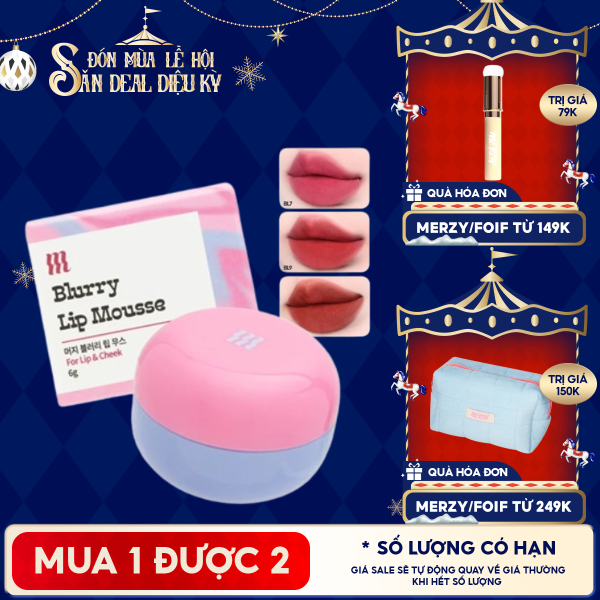 Son Kem Bùn Merzy Kiêm Má Hồng Mờ Lì, Mịn Mượt Như Bơ Dạng Hũ Blurry Lip Mousse 6g