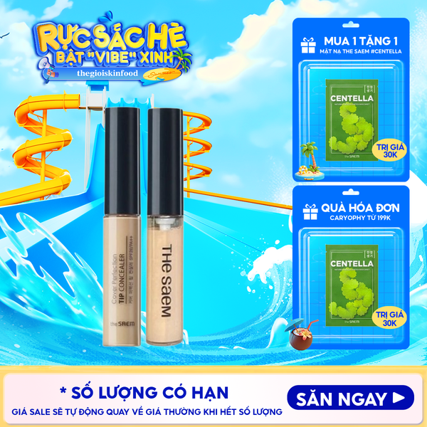  Kem Che Khuyết Điểm The Saem Có Chống Nắng Hàn Quốc Cover Perfection Tip Concealer SPF28/PA++ 6.5g 