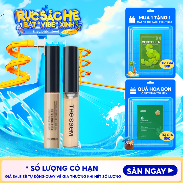  Kem Che Khuyết Điểm The Saem Có Chống Nắng Hàn Quốc Cover Perfection Tip Concealer SPF28/PA++ 6.5g 